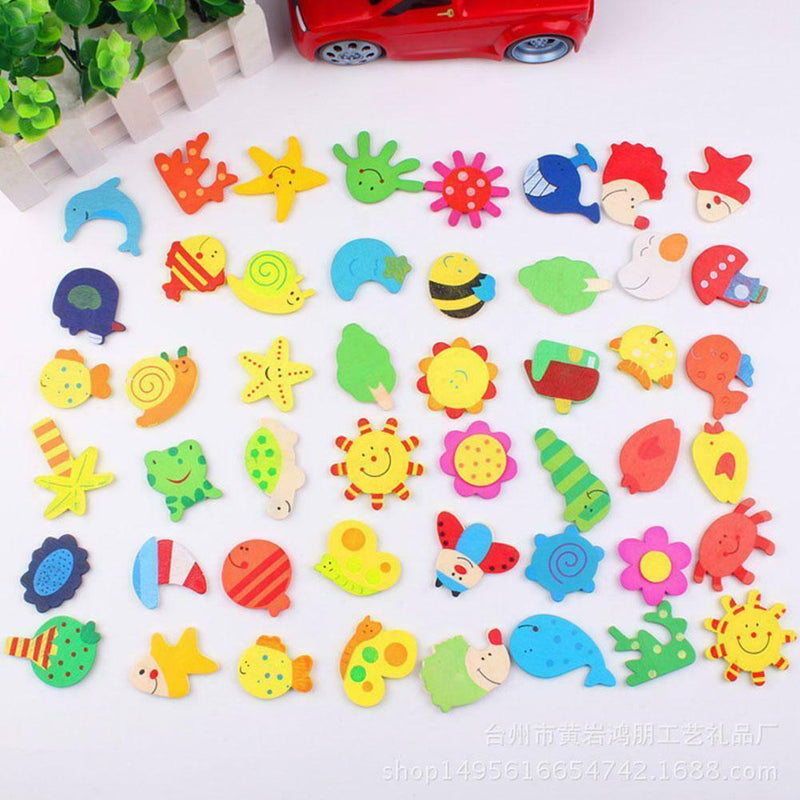 12PCS Wood Cute Fridge Magnet Alphabet Animal Early Educational Baby Kids I0C6