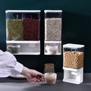 Wall Mounted Dry Food Dispenser Whole Grains Rice Bucket Large 1/2-Grid Storage