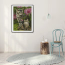 Handmade Cat in Flowers 5D DIY Full Round Drill Drawing Kit Art Diamond Paint
