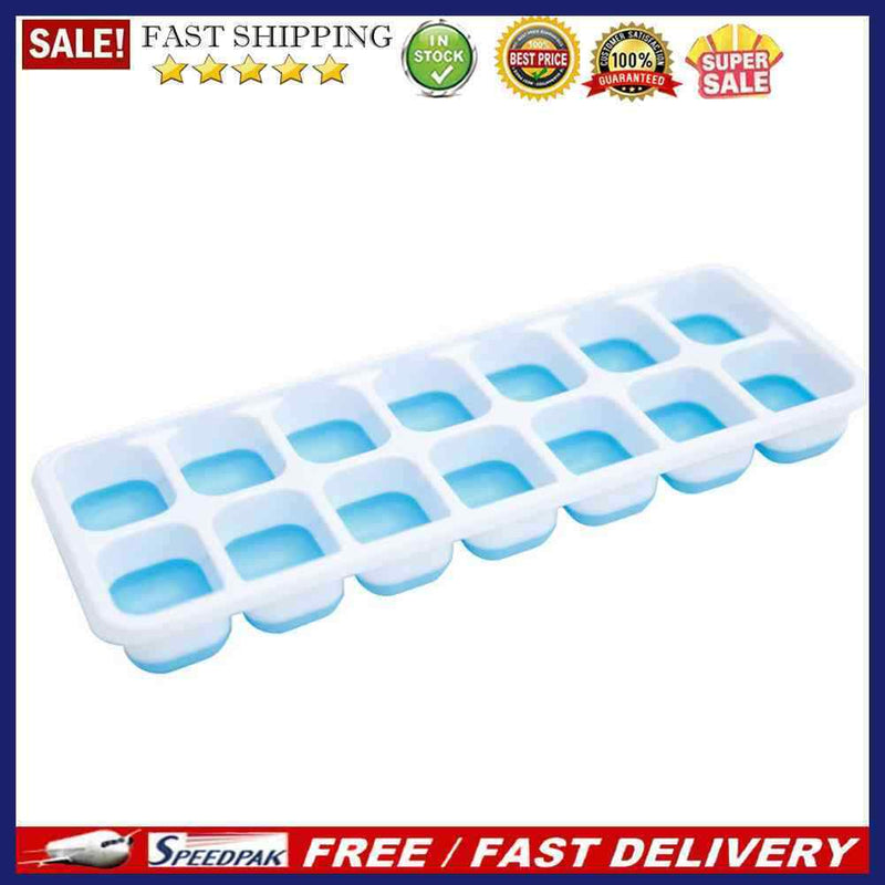 2*14 Grid Ice Cube Tray Mold DIY Popsicle Ice Cube Freezer with Cover(Blue)