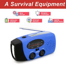 2000mAh Portable Hand Crank FM AM WB NOAA Radio Solar Radio Torch (Blue) Newly