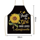 Sunflower Printed Linen Apron Waterproof Kitchen Cooking Bibs (82x68cm)