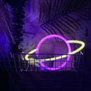 Elliptical Planet Shaped Sign Neon Lamp LED Dual Use Night Light Decor (E) Newly