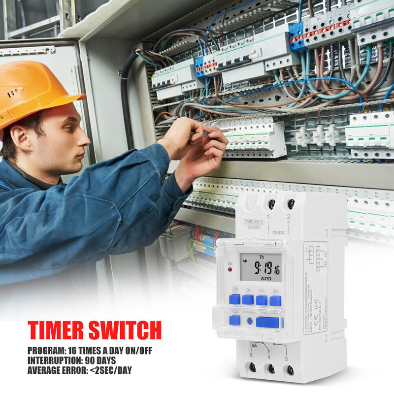 TM919A-4 Time Control Relay Weekly Programmable Digital Timer Switch (12V)