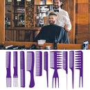 10pcs Ultra Thin Anti Static Flat Head Brush Stainless Steel Comb Styling Too