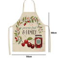 Family Print Kitchen Linen Apron Waterproof Home Cleaning Bibs (68x55cm)