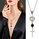 Party Religion Gothic Women Heart Pendant Cross Necklace Jewelry Clavicle Chain
