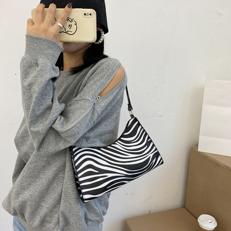 Animal Pattern Women Handbag Street PU Shoulder Underarm Tote Bag (Zebra)
