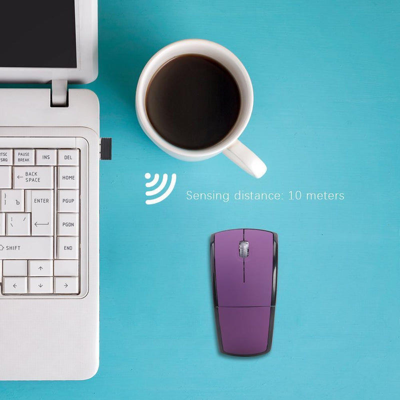 2.4G Wireless Mouse Optical Foldable Mice w/USB Receiver for PC (Purple)