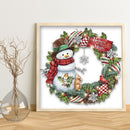 Partial Cross Stitch Cotton 11CT Printed Snowman Wreath Craft Kit (SZX1140)