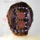 Retro Magic Beads Double Hair Comb Clip Stretchy Hair Combs (Big Flower)