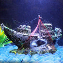 Aquarium Ornament Sailing Boat Sunk Ship Destroyer Fish Tank Cave Decor