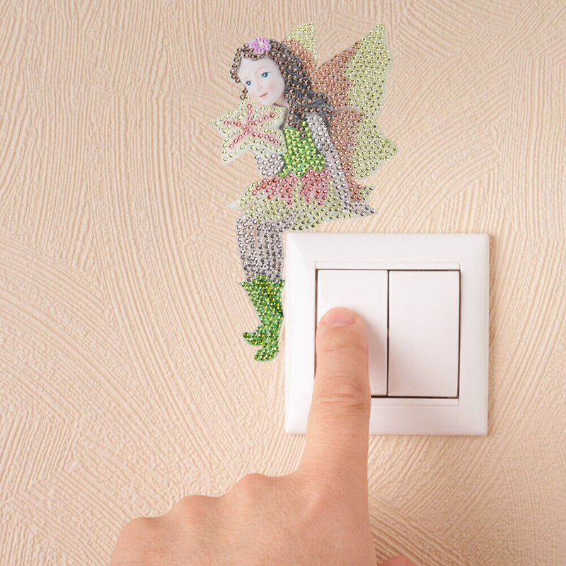 DIY Angel Diamond Painting Switch Stickers Home Luminous Decorative Wall Decals