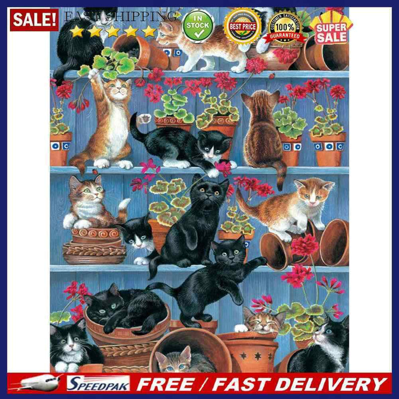 11CT Full Cross Stitch Messy Cat DIY Printed Wall Art CraftsHome Decoration