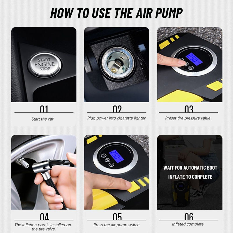 Detection 12V Lnflator Air Pump Auto Parts Digital Tire Lnflator Air Compressor