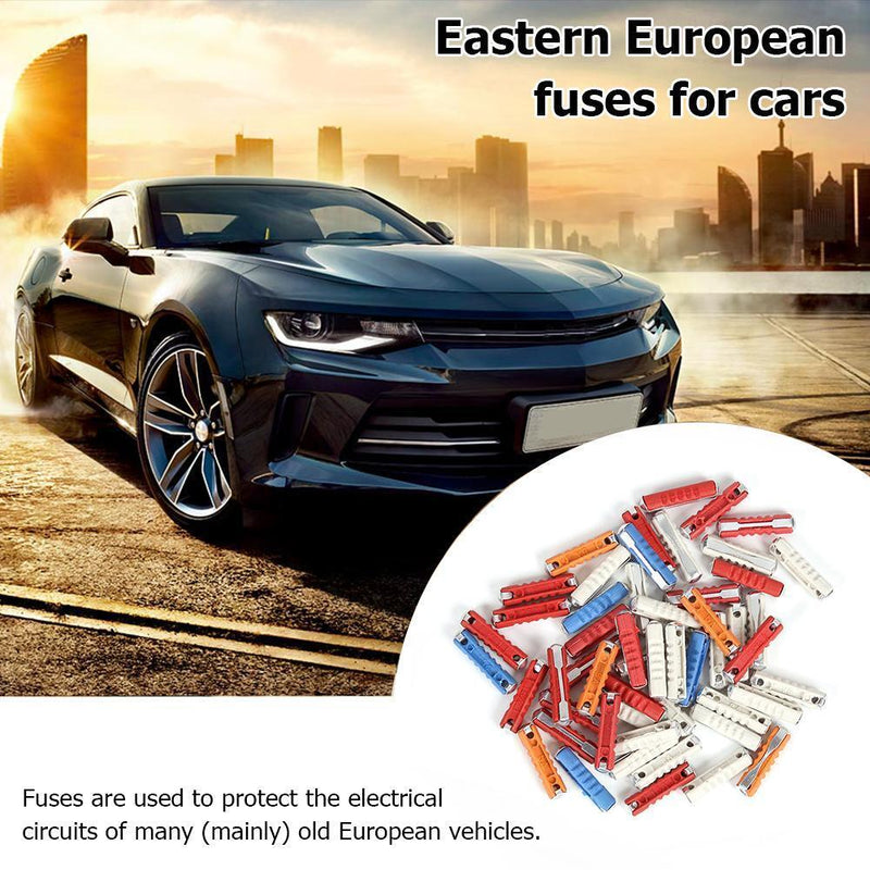 50pcs/set EU Classic Car Fuse Kit Plastic+Zinc Continental Torpedo Auto Fuse