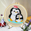 Penguin Cross Stitch Gifts for Beginner Embroidery Sewing Tool Home Wall Decor