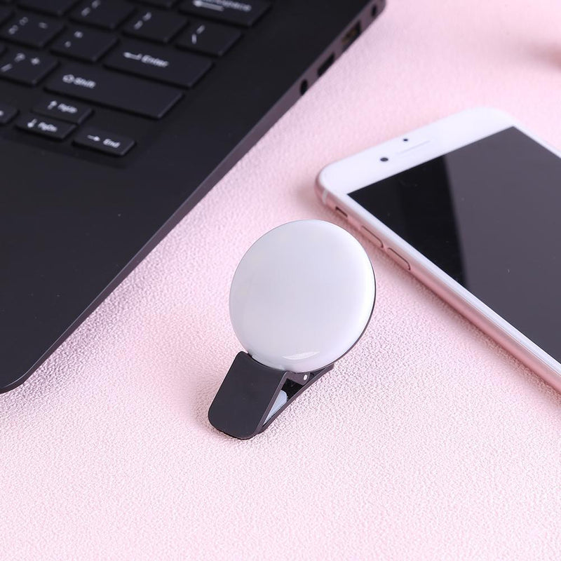 5pcs Mini LED USB Clip Mobile Phone Q Selfie Ring Flash  Fill Light (Black)