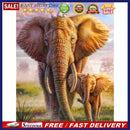 5D DIY Full Drill Round Shape Elephant Mother Son Rhinestone Diamond Drawing