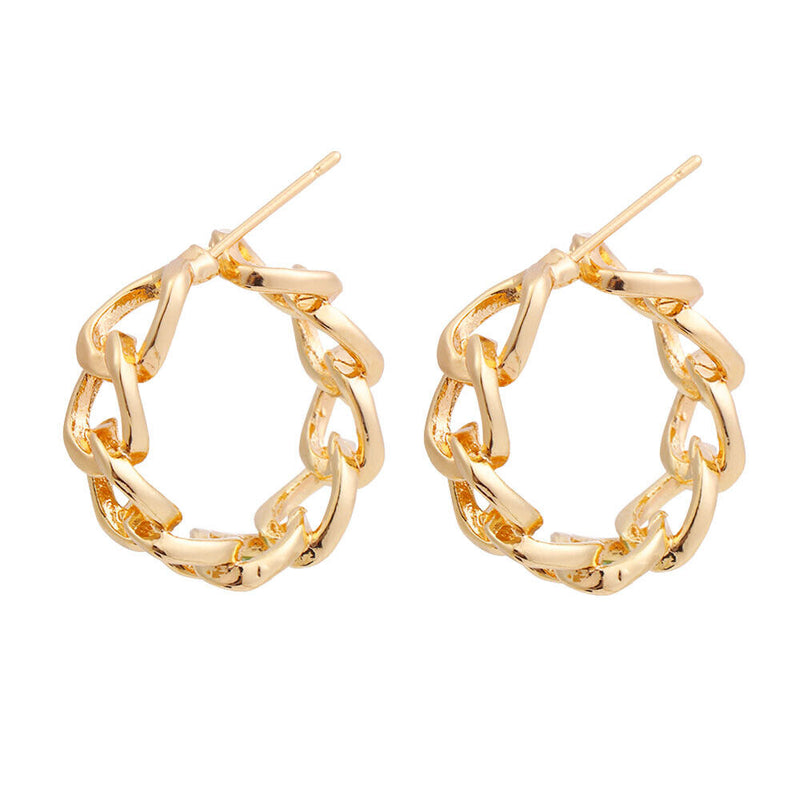 Wedding Jewelry Metal Round Earrings Geometric Hollow Chain Hoop Earrings