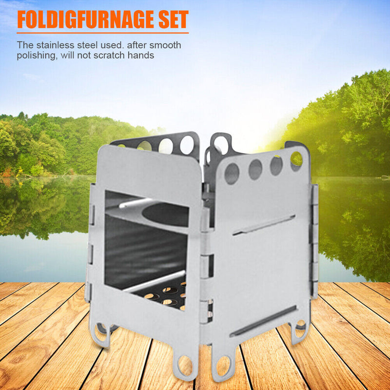 Camping Wood Stove Portable Foldable Outdoor Trekking Hiking Cooking Stove Newly
