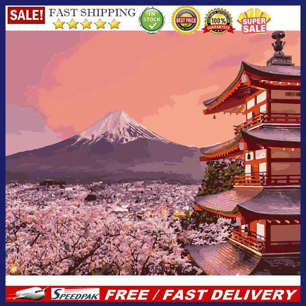 DIY Digital Oil Painting By Numbers Flower Tower Canvas Drawing Picture 40x50