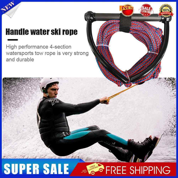 Water Ski Rope for Wakeboard Kneeboard Boating 4-Section Watersports Safe Leash