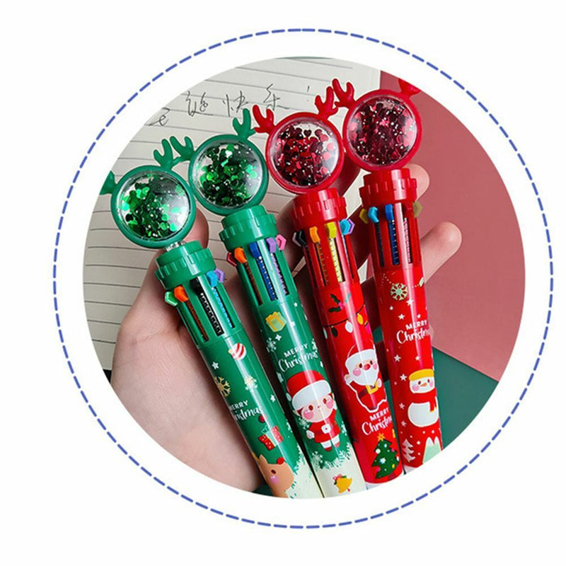 Elementary School Ten Color Pen Christmas Ballpoint Pen Stationery Santa Claus