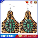 Retro Cow Print Leather Dangle Earrings West Cowboy Statement Hook Earrings