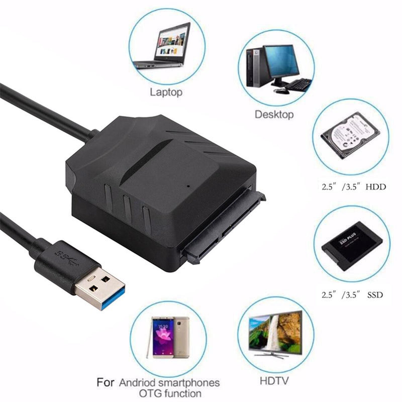 USB 3.0 To SATA 22 Pin 2.5 Inch Hard Disk Drive SSD Adapter Connector Lead Cabl`