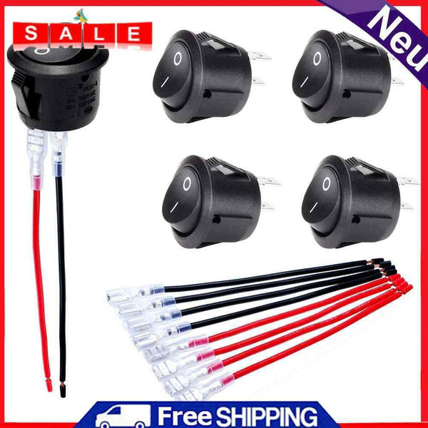 5pcs Round Rocker Switch Toggle Switch for Car Automotive RV 2 Pin Switch Wired
