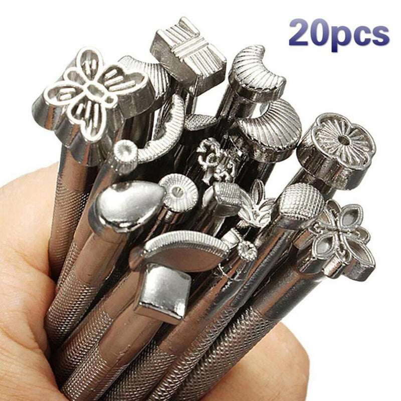 20pcs Manual Leather Craft Stamping Carving Embossing Beveler Stamping Tools .