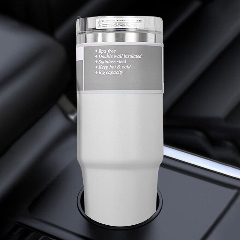 #A Stainless Steel Coffee Mug with Straw Thermal Water Cups Insulated Car Drinkw