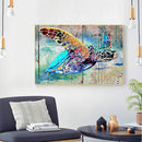 round diamond painting of sea turtle underwater animal