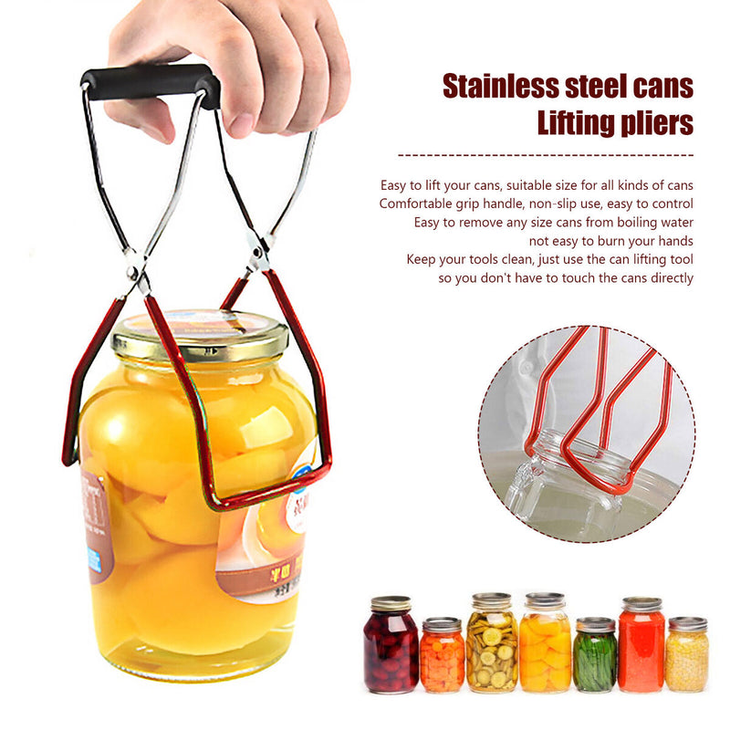 Canning Kit, Canning Jar Lifter with Grip, Anti-Scald Clip Suit, 6pcs (Red)