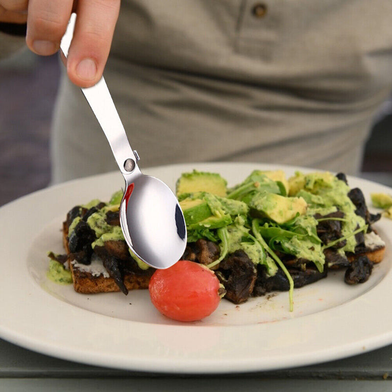 Lightweight Outdoor Camping Utensil Stainless Steel Folding Pocket Spoon Spor