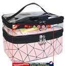 Double Layer Travel Makeup Bag Waterproof Portable Cosmetic Bag (Pink) Newly