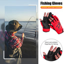 3-Finger Cut Unisex Arrow Fishing Gloves Non-Slip Angling Gloves (Red) Newly
