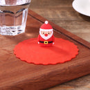 Transparent Red Cherry Silicone Cup Cover Leakproof Reusable Lid (Santa)