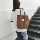Women Fashion Corduroy Autumn Winter Large Capacity Shoulder Shopping Tote Bags