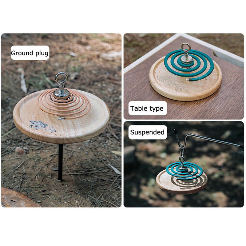 Multifunction Mosquito Coil Holder Wood Hanging Outdoor Home Incense Stand