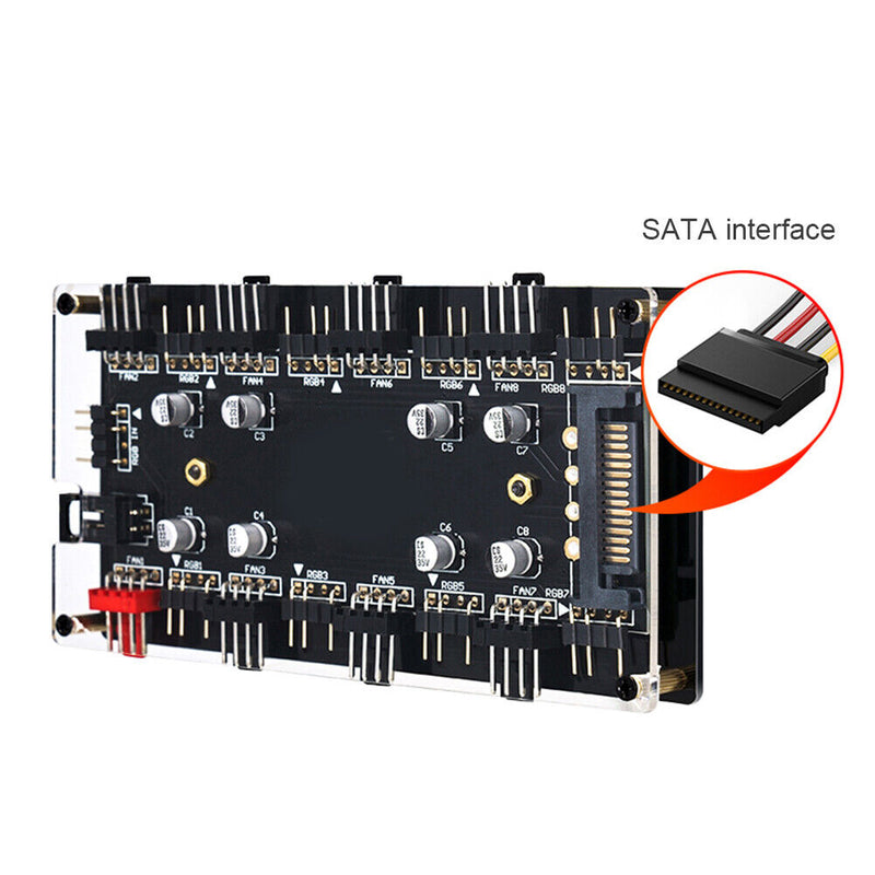 1 to 8 Multi Way Splitter RGB PWM Hub Dimming Temperature Control for ASUS/MSI