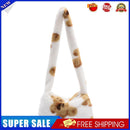 Retro Women Flower Print Shoulder Underarm Bag Winter Plush Purse (Khaki)