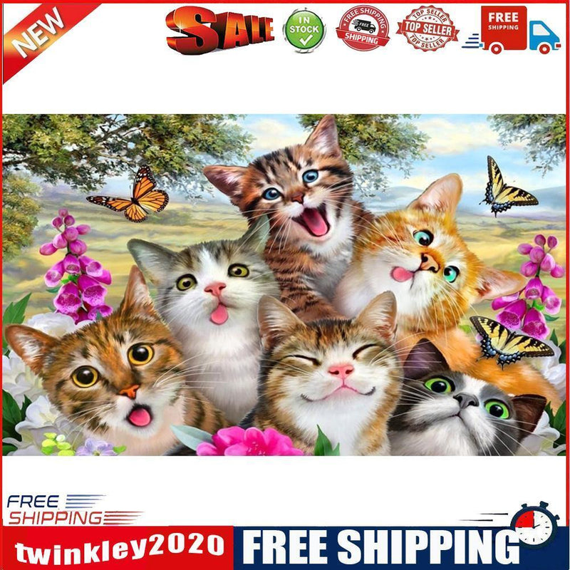 5D DIY Diamond Painting Cat Cross Stitch Embroidery Mosaic Kit Needlework