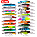 20pcs Minnow 8g 9.5cm 9cm Lures Crankbait Artificial Wobbler Fishing Bait Tackle