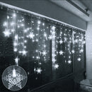 4m LED Snowflake Icicle Lamp Curtain String Lights Christmas Decor (EU CW) Newly