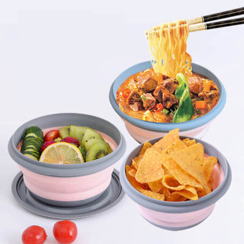 3pcs Easy Use Silicone Bowls Food Storage Containers Camping Picnic Bowl Set