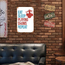 Metal Signs EAT SLEEP PLAYING DRUMS REPEAT Garage Decoration Rectangular 20x30cm