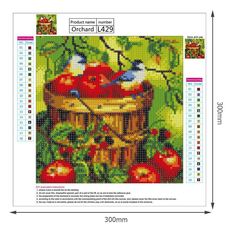 5D DIY Full Drill Diamond Painting Fruits Birds Cross Stitch Embroidery Kit