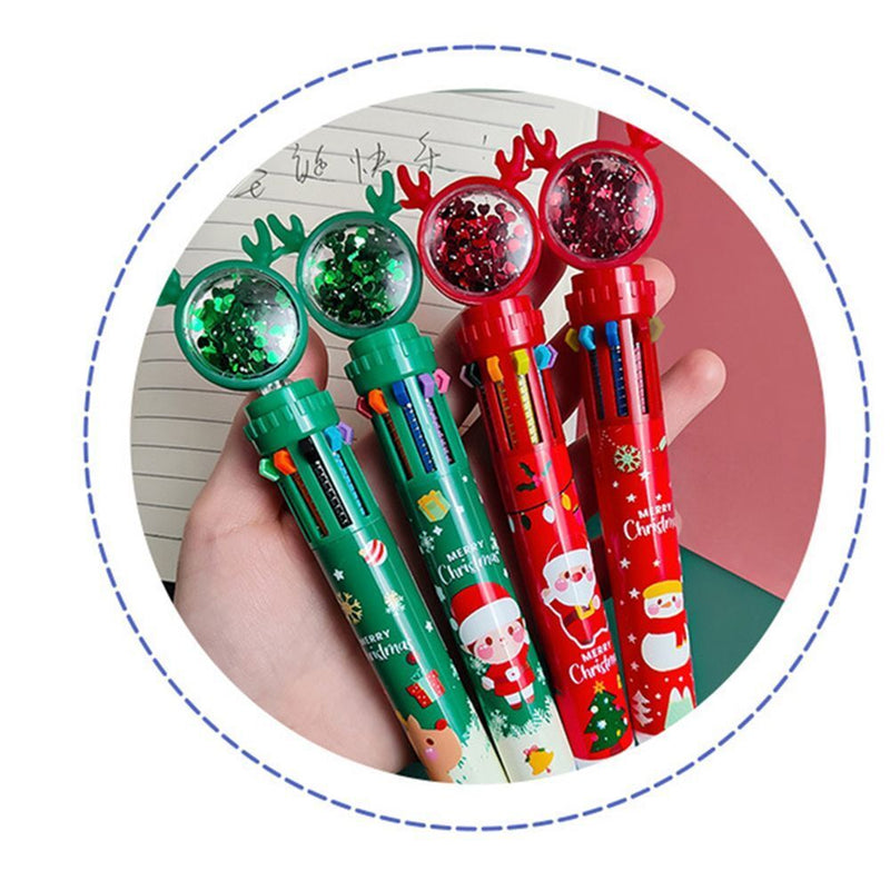 Elk Xmas Boy Ten Color Pen Stationery Christmas Ballpoint Pen Santa Claus